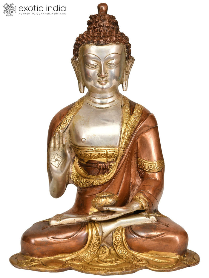 9" Lord Buddha in Preaching Mudra -Tibetan Buddhist Deity In Brass | Handmade | Made In India