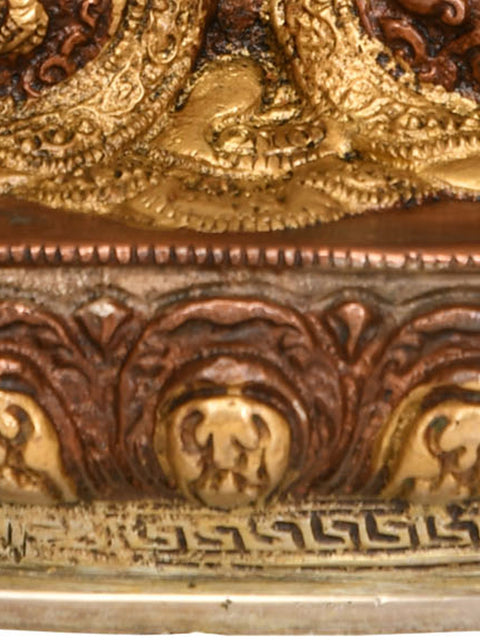9" Tibetan Buddhist Lord Buddha in Vitark Mudra -Robe Decorated with Life Scenes In Brass | Handmade | Made In India