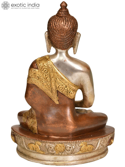 8" Meditating Lord Buddha with Pindapatra -Tibetan Buddhist In Brass | Handmade | Made In India