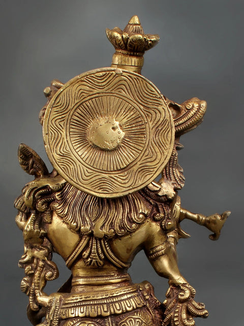 18" Brass Lord Krishna Statue Playing Flute