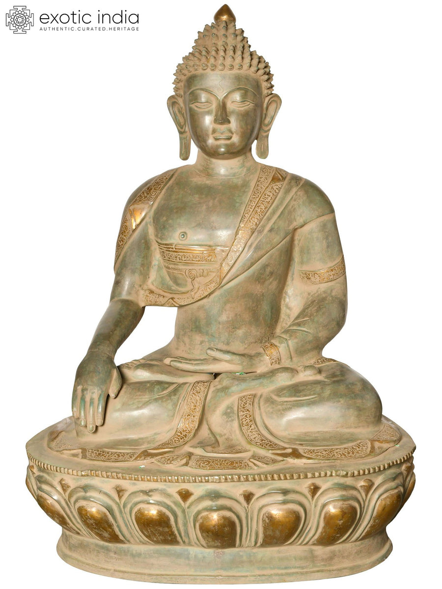 45" Handmade Buddha Samadhi Brass Statue for Home Decor