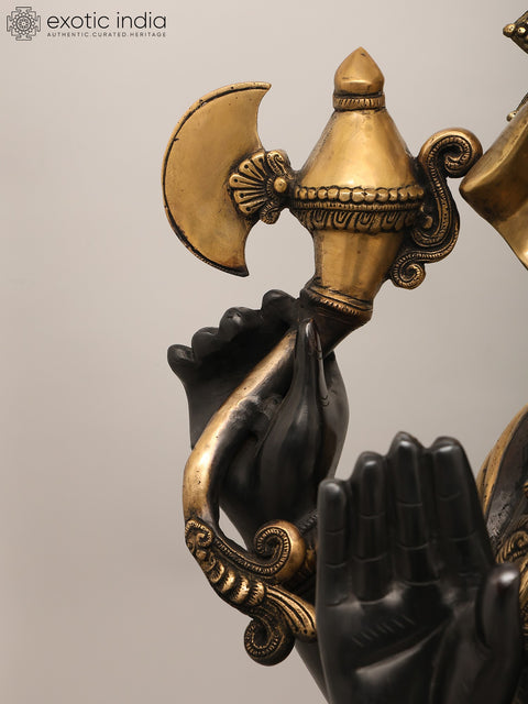 29" Large Size Chaturbhuja Lord Ganesha In Brass | Handmade | Made In India
