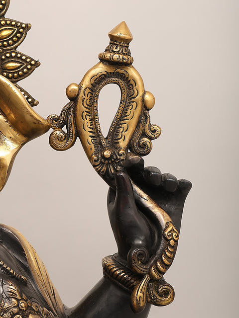 29" Large Size Chaturbhuja Lord Ganesha In Brass | Handmade | Made In India