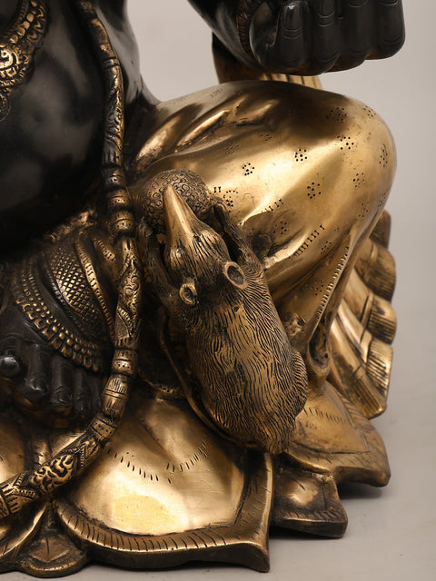 29" Large Size Chaturbhuja Lord Ganesha In Brass | Handmade | Made In India