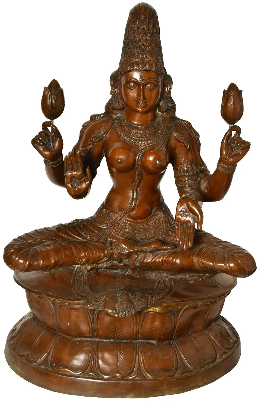 Contemplative Devi Lakshmi Handmade Brass Statue
