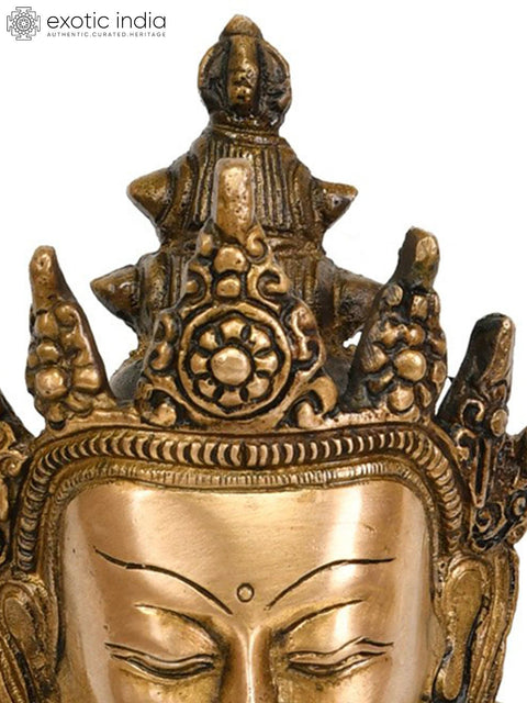 10" Buddhist Deity Crowned Buddha Preaching His Dharma | Handmade Brass Statue | Made in India