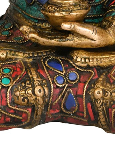 10" Buddhist Deity Crowned Buddha Preaching His Dharma | Handmade Brass Statue | Made in India