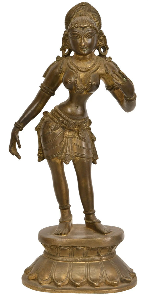 11" Standing Apsara Brass Statue Handmade