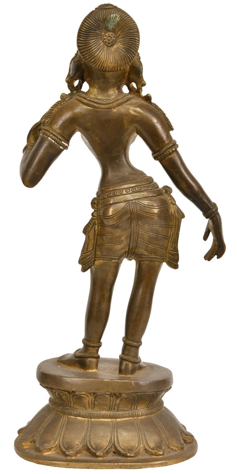 11" Standing Apsara In Brass | Handmade | Made In India