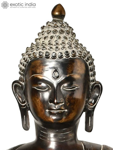 36" Tibetan Buddhist Deity Lord Buddha in Bhumi Sparsha Mudra In Brass | Handmade | Made In India