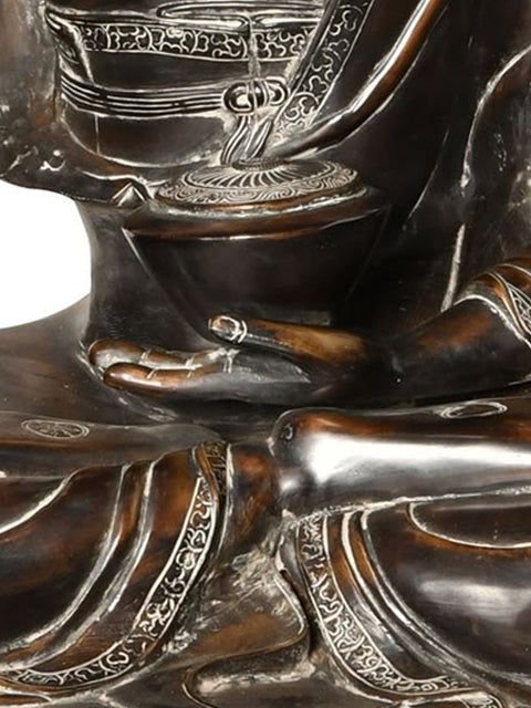 36" Tibetan Buddhist Deity Lord Buddha in Bhumi Sparsha Mudra In Brass | Handmade | Made In India