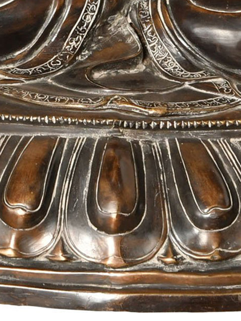 36" Tibetan Buddhist Deity Lord Buddha in Bhumi Sparsha Mudra In Brass | Handmade | Made In India