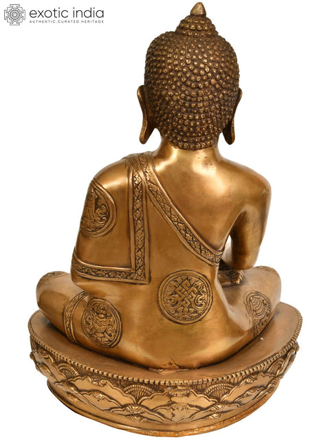 15" Tibetan Buddhist Deity Lord Buddha in Mara-Vijay Mudra In Brass | Handmade | Made In India