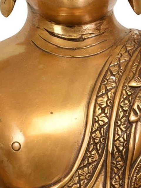 15" Tibetan Buddhist Deity Lord Buddha in Mara-Vijay Mudra In Brass | Handmade | Made In India