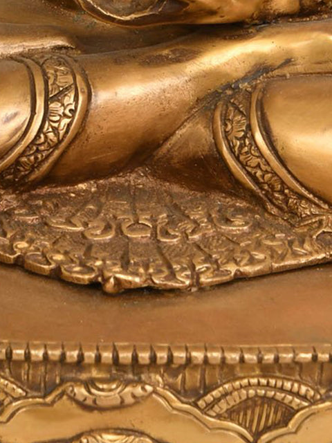 15" Tibetan Buddhist Deity Lord Buddha in Mara-Vijay Mudra In Brass | Handmade | Made In India