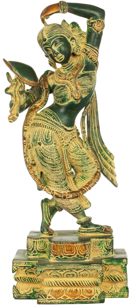15" Young Lady Applying Vermilion Brass Sculpture Handmade
