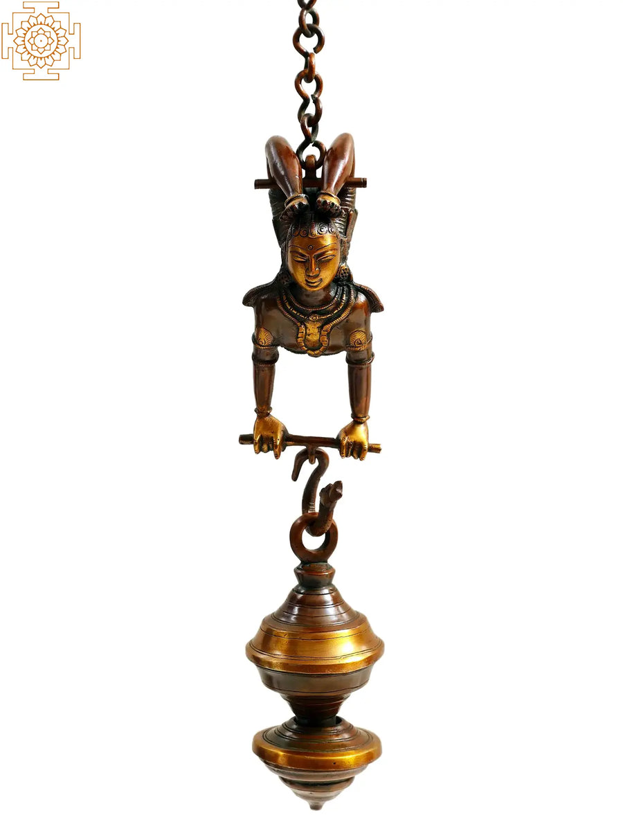 15" Female Acrobat Brass Oil Lamp Handmade
