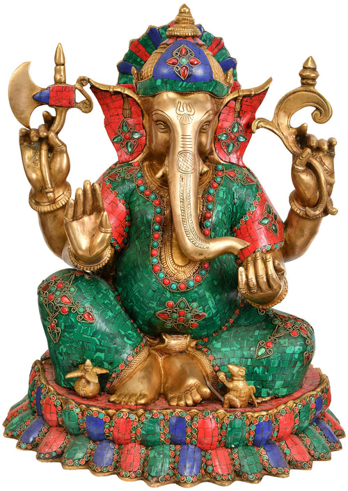 22" Lord Ganesha Brass Statue Handmade