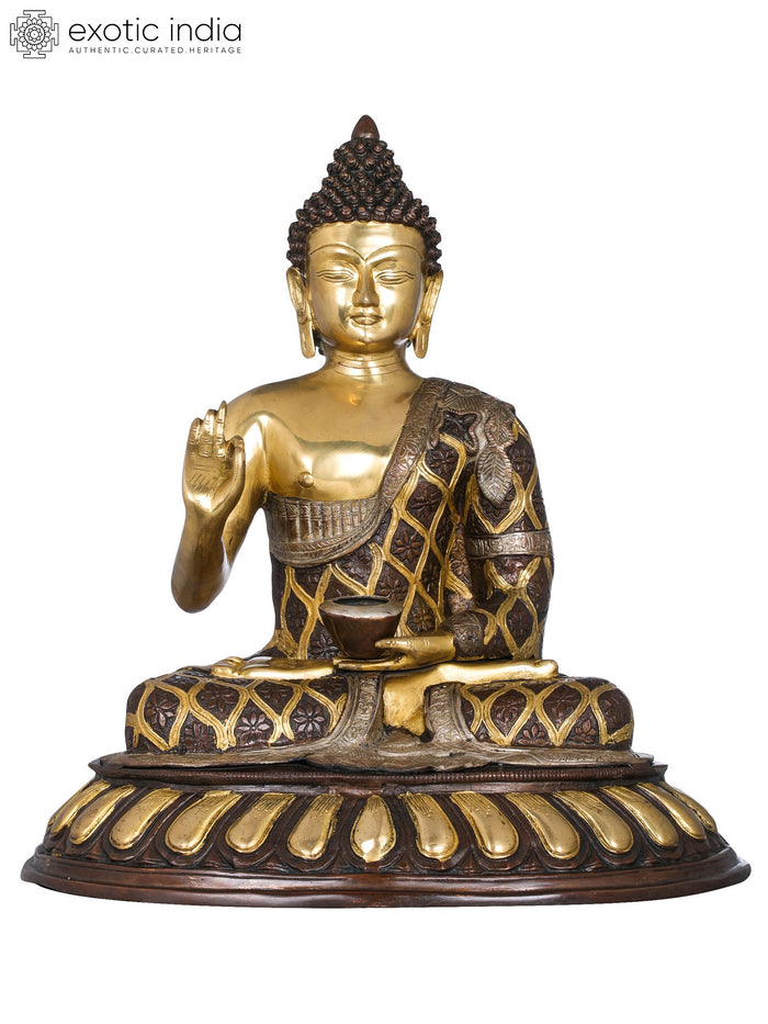 20" Lord Buddha Preaching Mudra Handmade Brass Statue