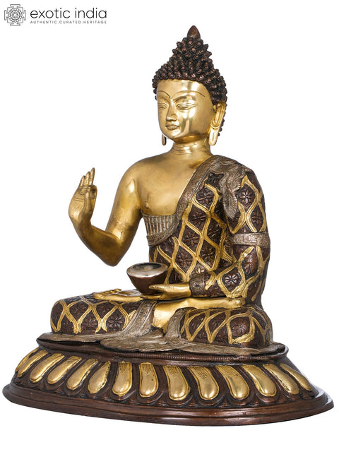 20" Lord Buddha in Preaching Mudra -Tibetan Buddhist In Brass | Handmade | Made In India