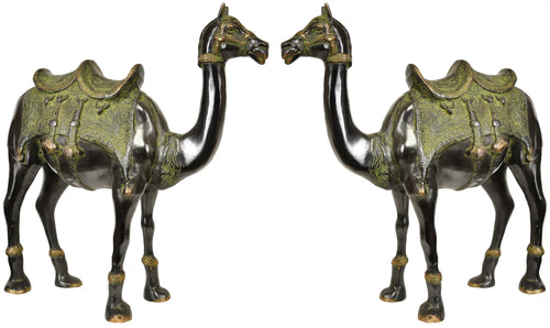 Pair of Brass Camel Figurines - Desert Ship Statues