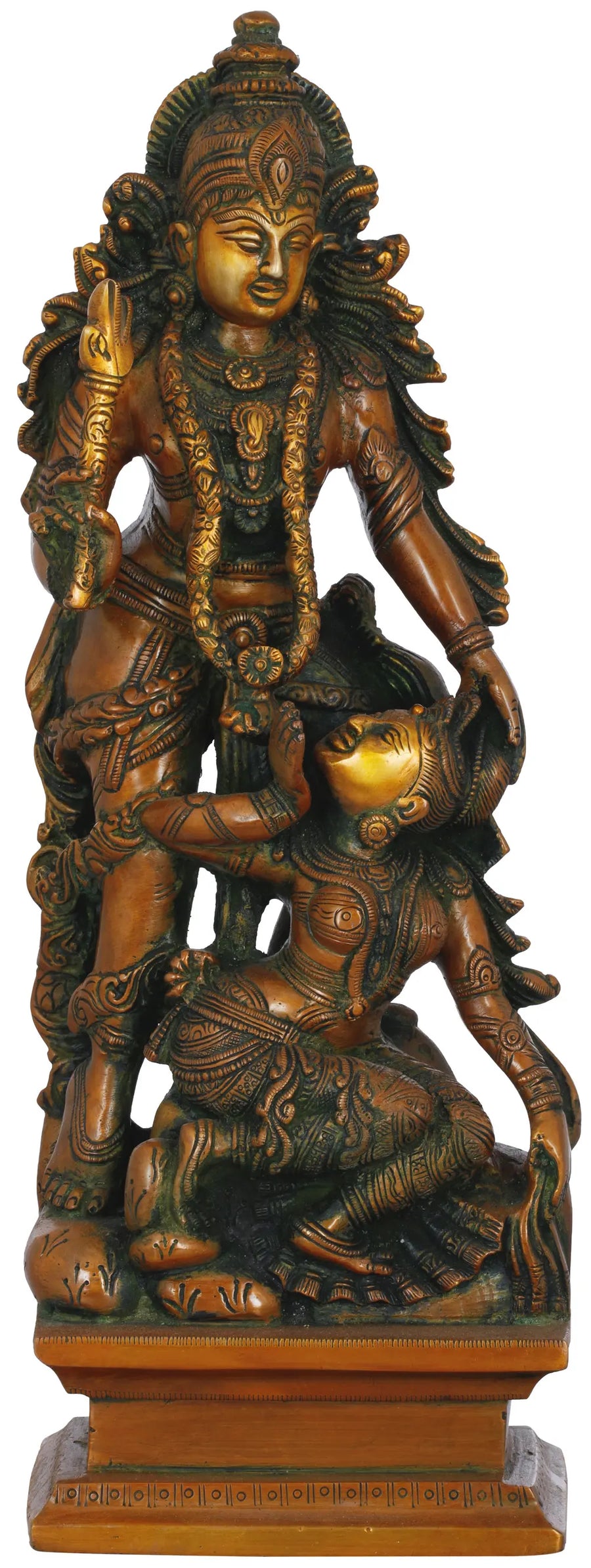 13" Kamadeva and Rati Handmade Brass Statue for Pooja