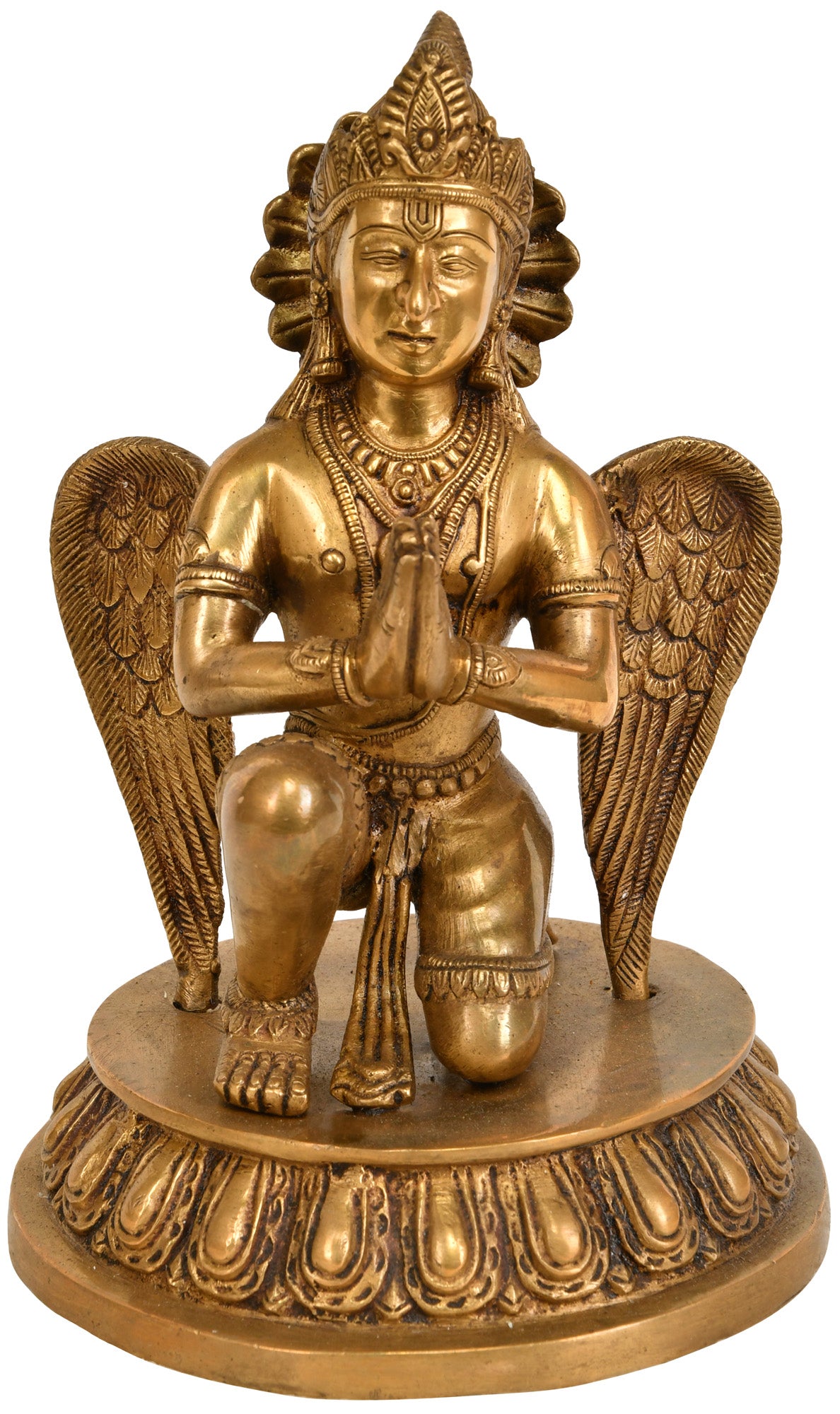 9" Garuda on Lotus Base In Brass | Handmade | Made In India
