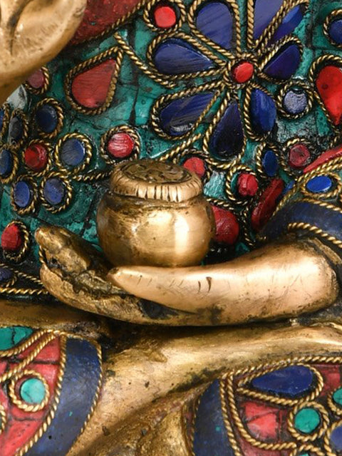 9" Lord Buddha in Vitark Mudra In Brass | Handmade | Made In India