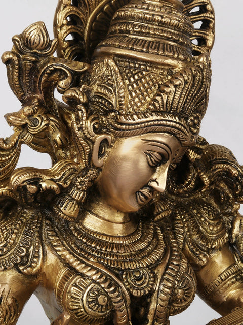 Four-Armed Superfine Saraswati Playing Veena In Brass | Handmade | Made In India