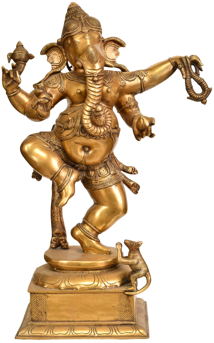24" Dancing Ganesha Brass Statue Handmade