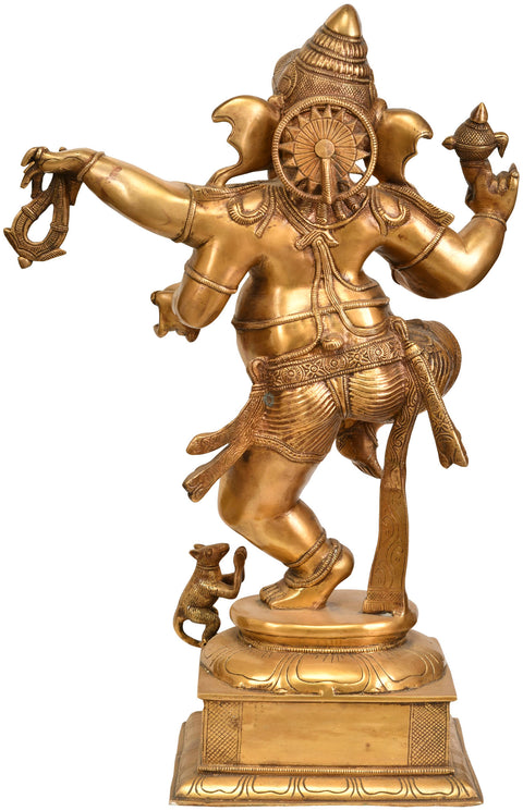 24" Dancing Ganesha In Brass | Handmade | Made In India