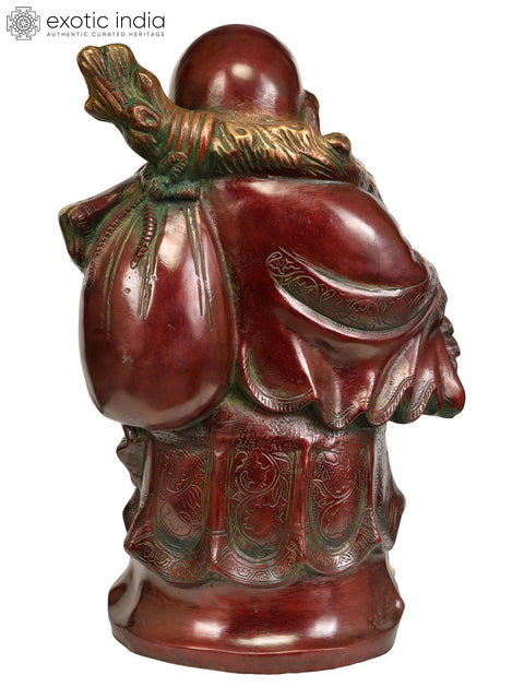17" Big Statue of Laughing Buddha in Brass | Handmade | Made In India