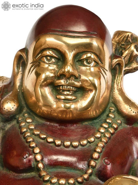 17" Big Statue of Laughing Buddha in Brass | Handmade | Made In India