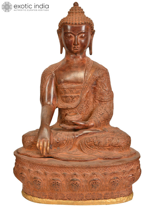 21" Brass Buddha Bhumisparsha Mudra Statue Handmade
