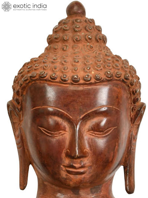 21" Tibetan Buddhist Deity Buddha in Bhumisparsha Mudra In Brass | Handmade | Made In India