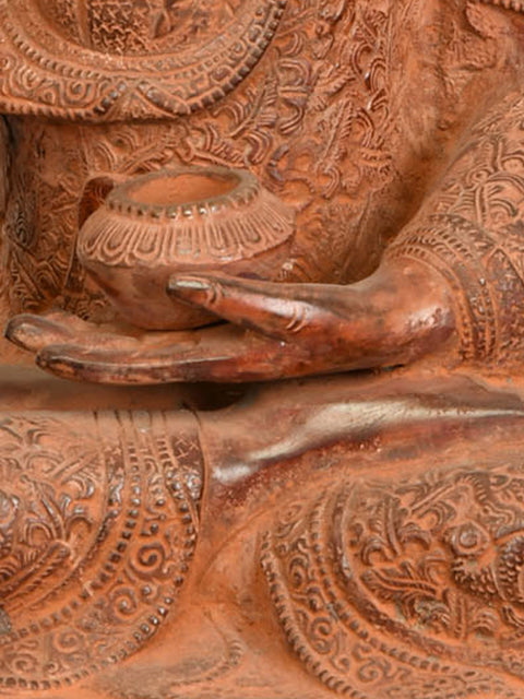 21" Tibetan Buddhist Deity Buddha in Bhumisparsha Mudra In Brass | Handmade | Made In India
