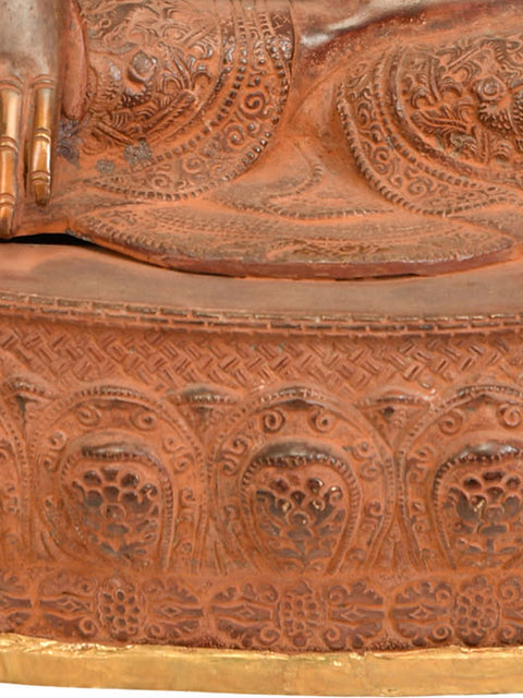 21" Tibetan Buddhist Deity Buddha in Bhumisparsha Mudra In Brass | Handmade | Made In India