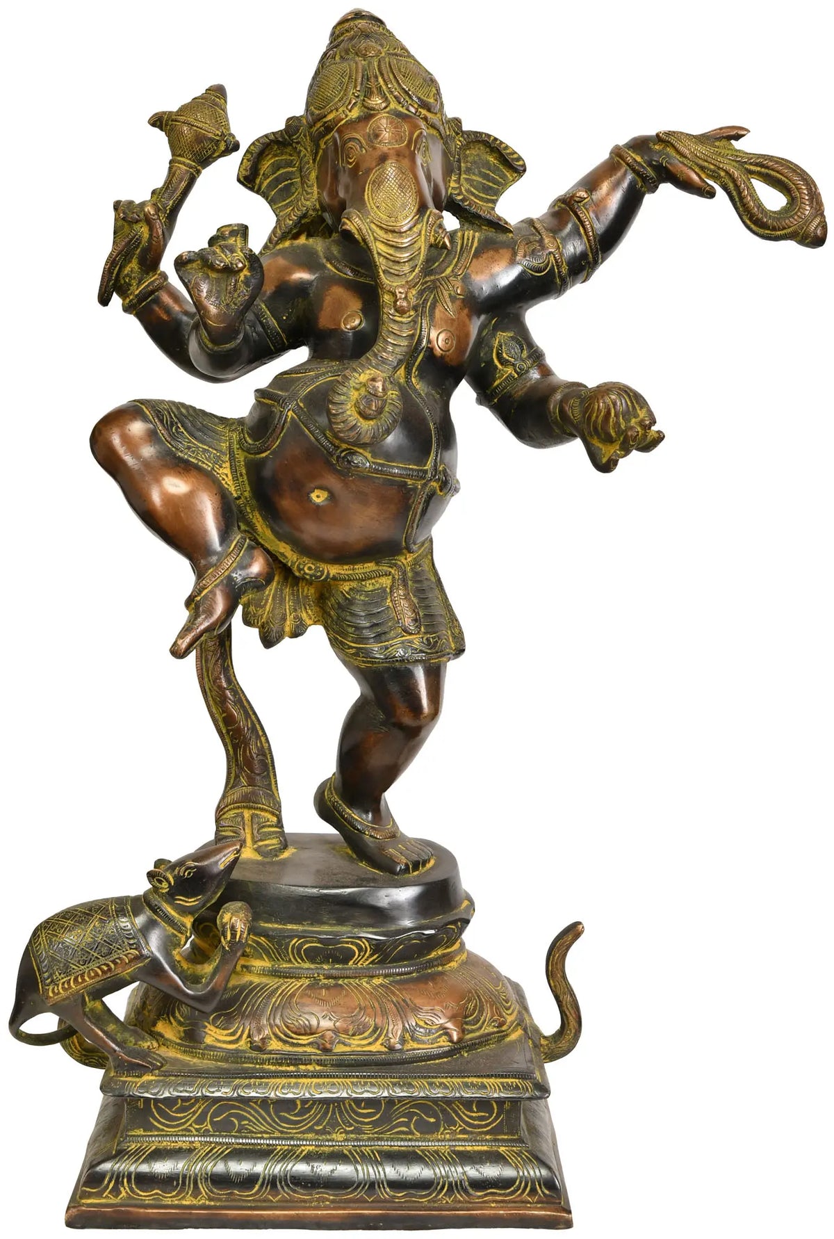 19" Dancing Ganesha In Brass | Handmade | Made In India