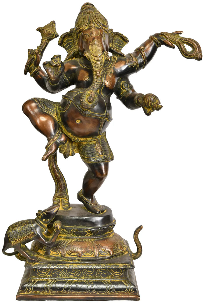 19" Dancing Ganesha In Brass | Handmade | Made In India