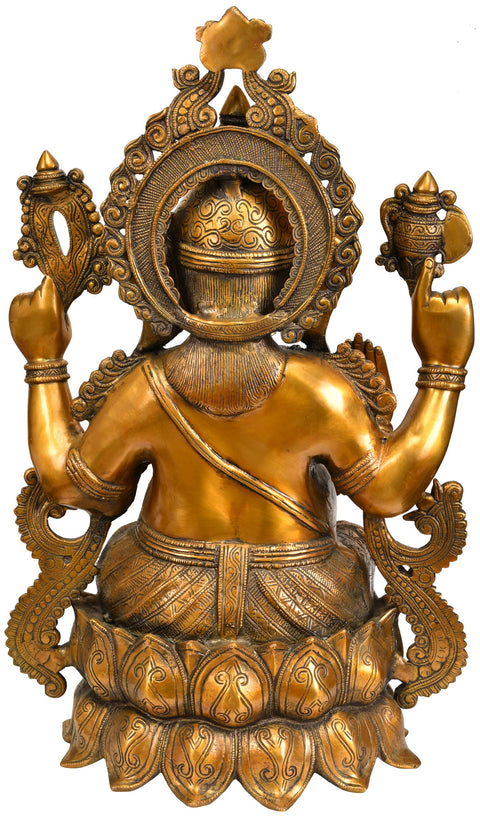 21" Lord Ganesha Seated on Lotus Pedestal