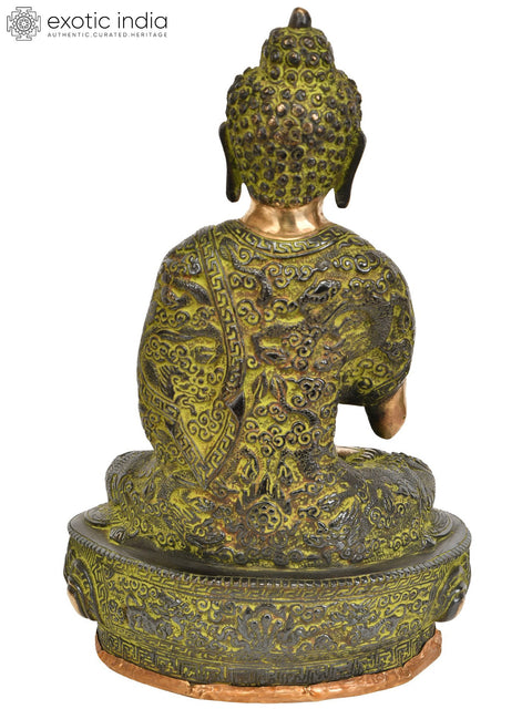 10" Lord Buddha in Vitark Mudra In Brass | Handmade | Made In India