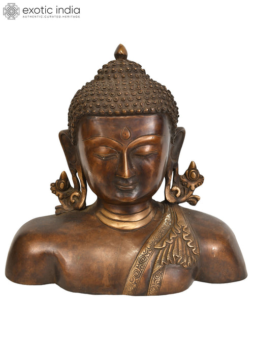11" Lord Buddha Brass Wall Hanging Bust Handmade