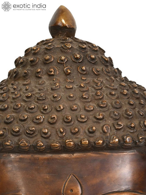 11" Lord Buddha Wall Hanging Bust In Brass | Handmade | Made In India