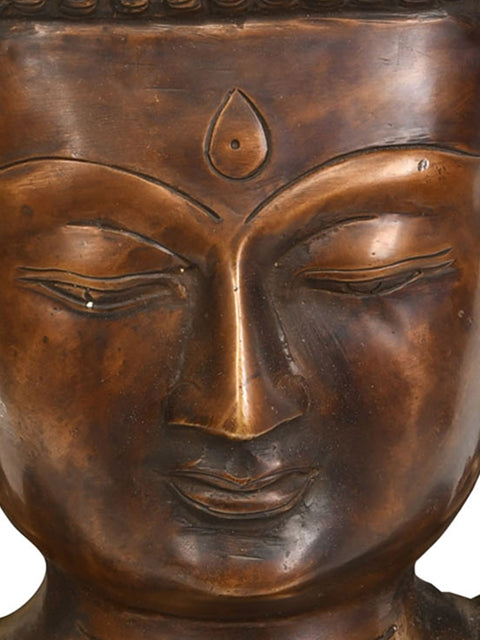 11" Lord Buddha Wall Hanging Bust In Brass | Handmade | Made In India