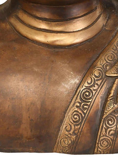 11" Lord Buddha Wall Hanging Bust In Brass | Handmade | Made In India