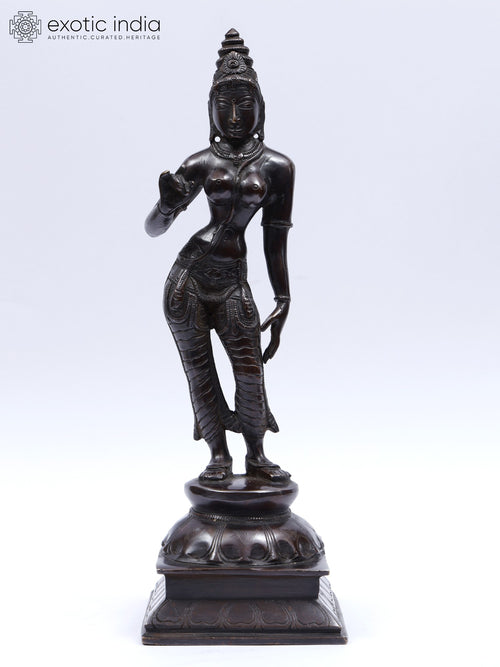 11" Brass Goddess Uma Shivakamasundari Handmade Statue
