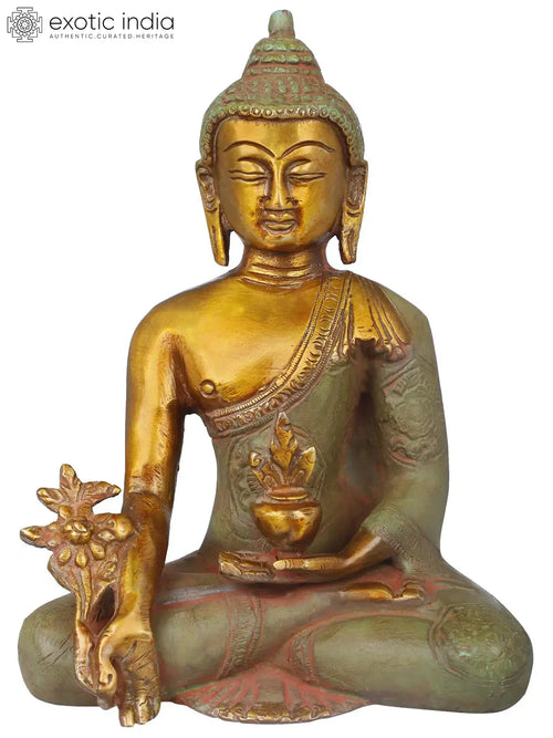 7" Medicine Buddha Handmade Brass Sculpture for Pooja