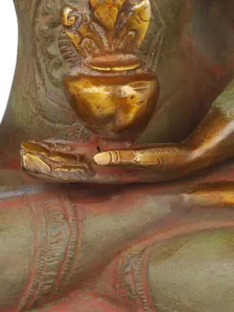 7" Medicine Buddha Brass Sculpture | Handmade Tibetan Buddhist Deity Figurine | Made in India