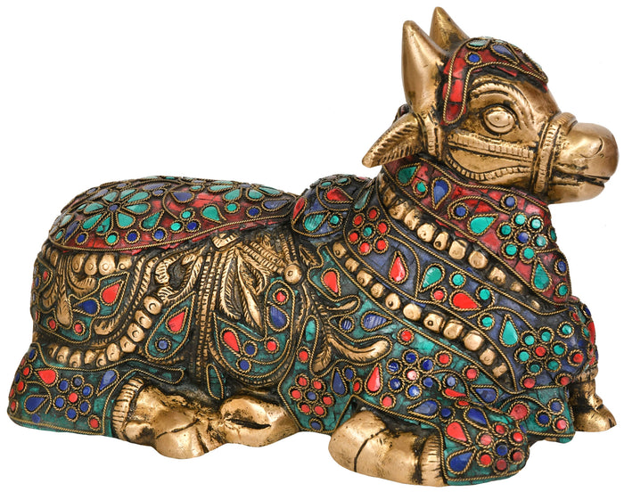 10" Nandi Brass Statue - Handmade Vehicle of Lord Shiva