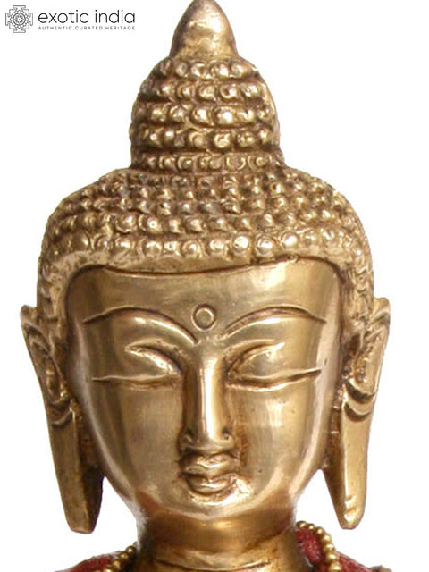8" Tibetan Buddhist Deity Buddha in Bhumisparsha Mudra In Brass | Handmade | Made In India